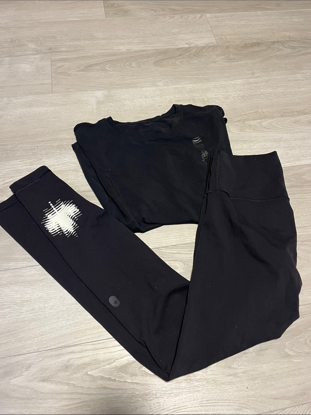 lululemon athletica Black High-Rise Active Leggings with White Logo Detail